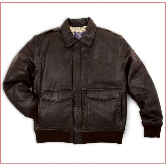 NEW Army Air Corps Cockpit USA Brown Leather Bomber Flight Jacket Men's 2XL - Picture 1 of 15